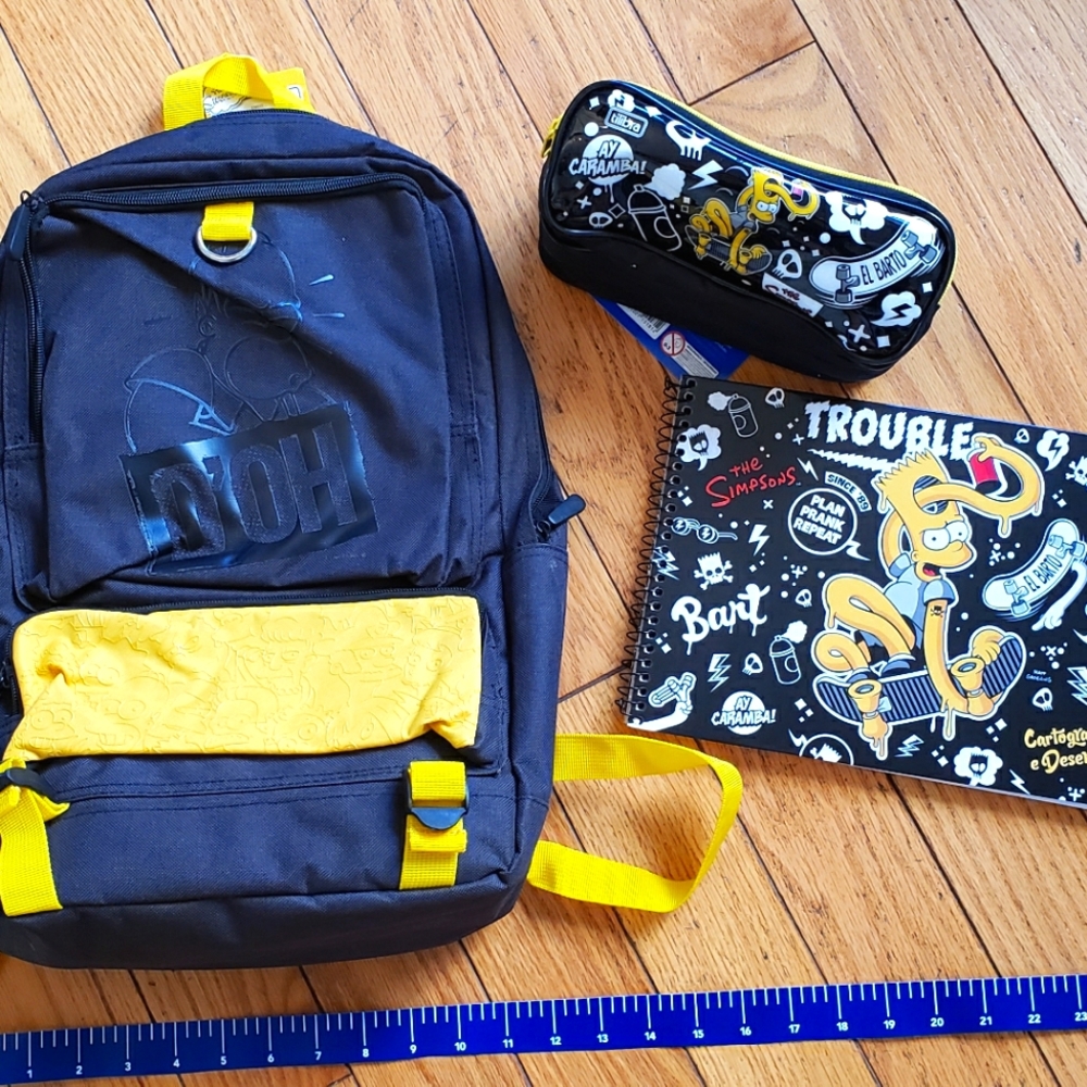 The Simpsons Backpack + Pencil Pouch + Sketch Book w/Stickers